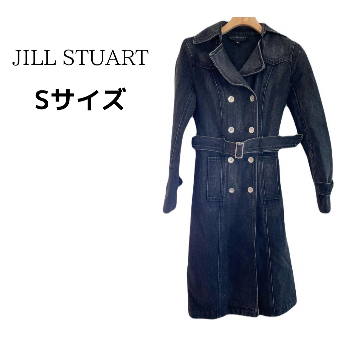 JILLSTUART(ジルスチュアート)のジルスチュアート デニム ロングコート ワンピース ブラック S レディースのジャケット/アウター(ロングコート)の商品写真