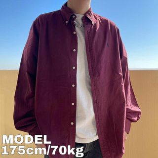 ラルフローレン(Ralph Lauren)のラルフローレン BDシャツ L 無地 ボルドー エンジ ワンポイント 7380(シャツ)