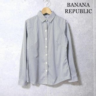 バナナリパブリック(Banana Republic)の極美品 BANANA REPUBLIC 長袖 総柄 しずく ノンアイロン シャツ(シャツ/ブラウス(長袖/七分))