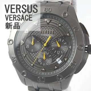 ヴェルサス(VERSUS)のブラック/ガンメタル新品VERSUS VERSACEかっこいいメンズ腕時計 箱付(腕時計(アナログ))