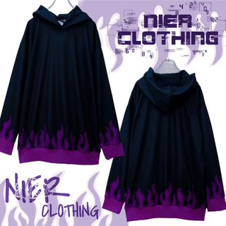 ニーアクロージング(NieR Clothing)のNieR clothing ファイヤープルオーバーパーカー【パープル×ブラック】(パーカー)