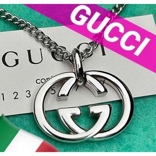 グッチ(Gucci)の美品　GUCCI インターロッキングペンダントL 新品社外チェーン付き‼️(ネックレス)