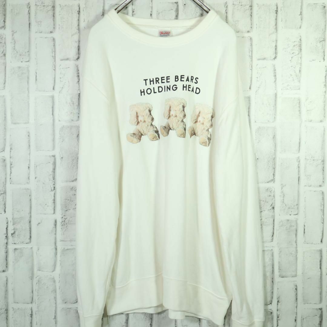 【おしゃれコーデ】スウェット トレーナー こなれ感◎ 可愛いクマ ホワイト XL メンズのトップス(Tシャツ/カットソー(七分/長袖))の商品写真