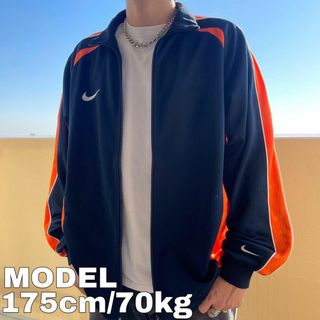 ナイキ(NIKE)のNIKE ナイキ トラックジャケット 2XL ネイビー 紺 オレンジ 7461(ジャージ)