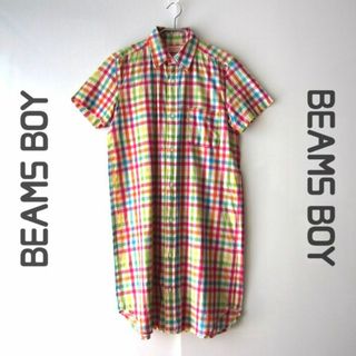 ビームスボーイ(BEAMS BOY)の美品　BEAMS BOY／ビームスボーイ★　チェック　コットン　シャツワンピース(ひざ丈ワンピース)