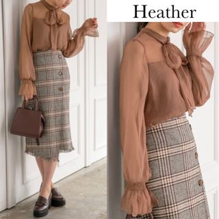 ヘザー(heather)のヘザー シアー ボウタイ リボン ブラウス　シャツ(シャツ/ブラウス(長袖/七分))