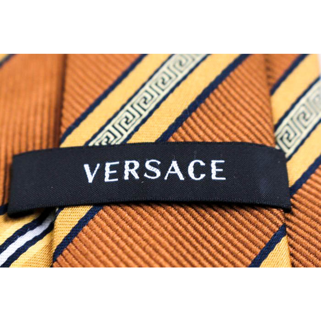 VERSACE(ヴェルサーチ)のヴェルサーチ ブランド ネクタイ メデューサ柄 ストライプ柄 シルク イタリア製 メンズ オレンジ VERSACE メンズのファッション小物(ネクタイ)の商品写真