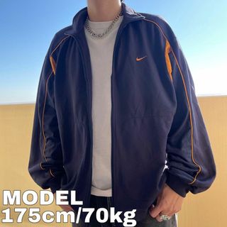 ナイキ(NIKE)のNIKE ナイキ トラックジャケット L ネイビー 紺 オレンジ 7464(ジャージ)