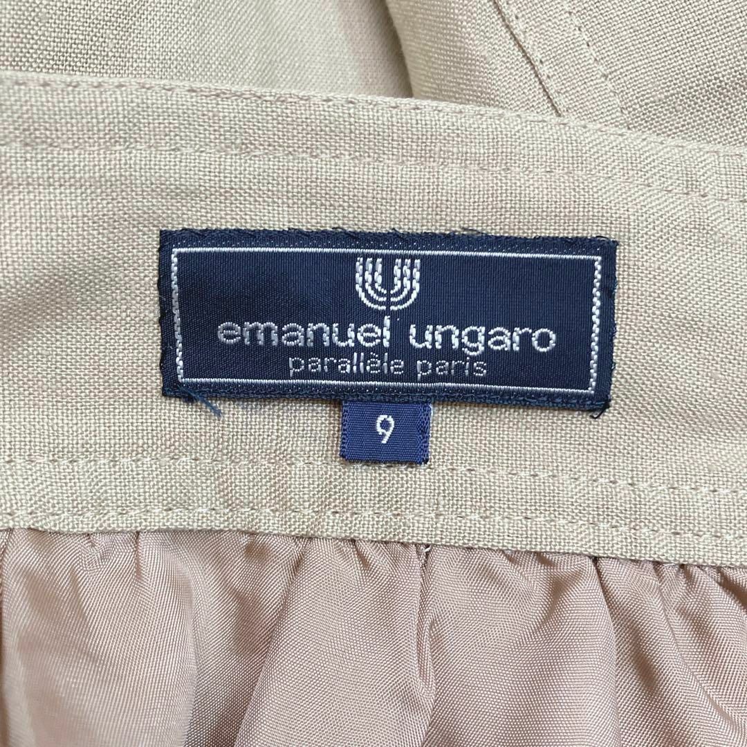 emanuel ungaro(エマニュエルウンガロ)の【M】エマニュエルウンガロ　膝丈スカート　ブラウン　麻100%    ブラウン レディースのスカート(ひざ丈スカート)の商品写真