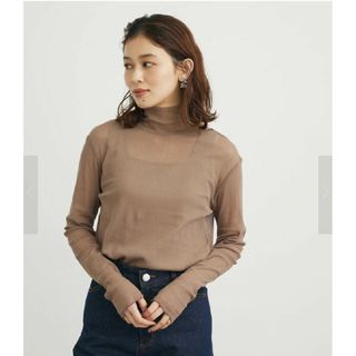 ショコラフィネローブ(chocol raffine robe)の新品 綿メッシュタートルインナー グリーンパークス(カットソー(長袖/七分))