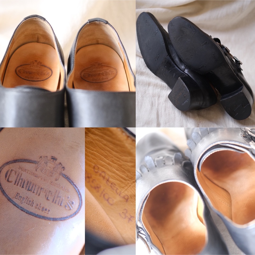Church's(チャーチ)の希少church’sチャーチ フリンジドダブルモンク黒37 レディースの靴/シューズ(ローファー/革靴)の商品写真