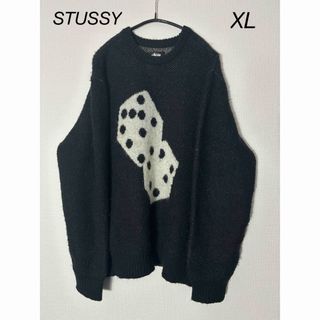 ステューシー(STUSSY)のstussy ダイス サイコロ モヘア ニット セーター XL 黒 白(ニット/セーター)