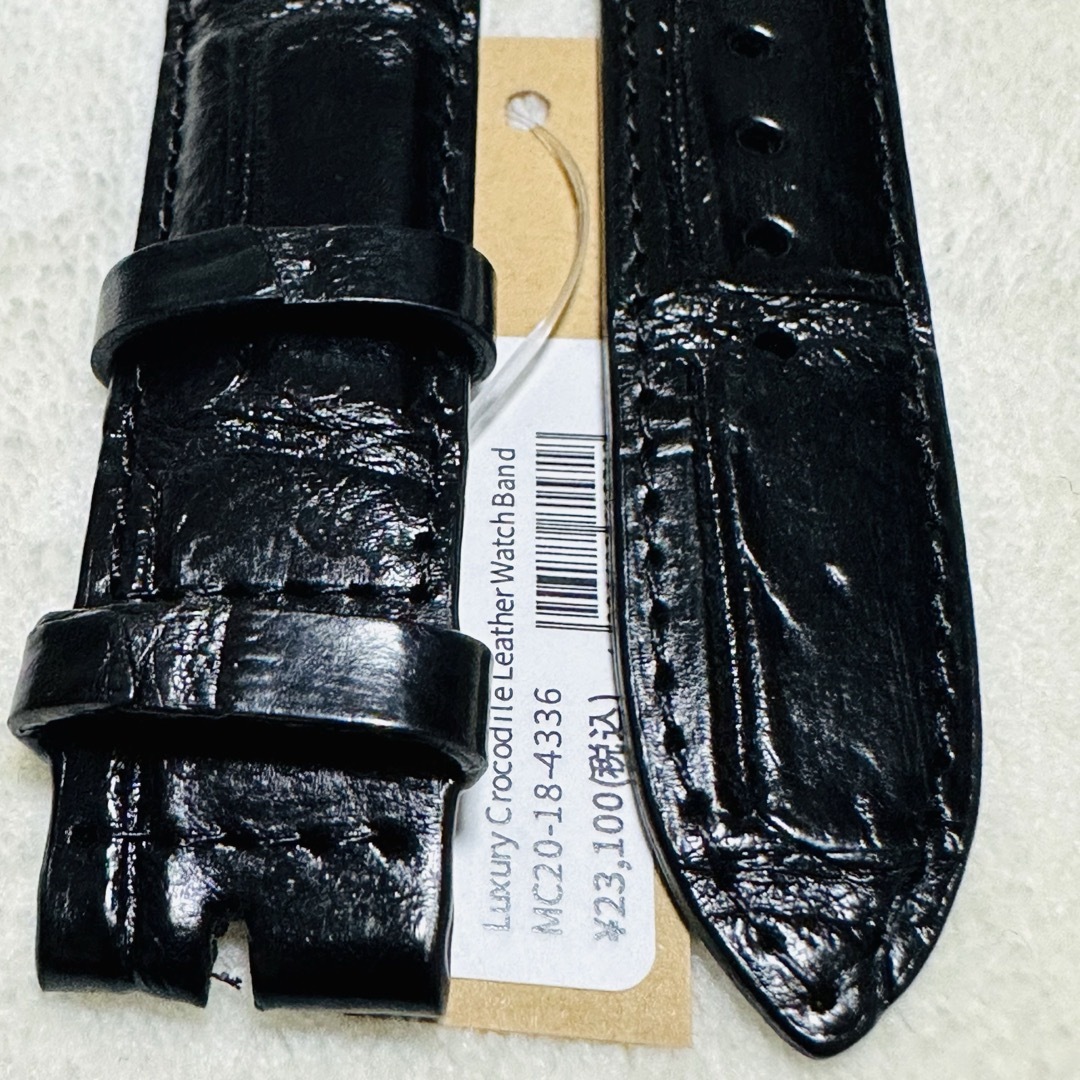 4336#20mm-18mmブラック☆本物クロコダイル腕時計用ベルト 4336#20mm-18mmブラック☆本物クロコダイル腕時計用ベルト