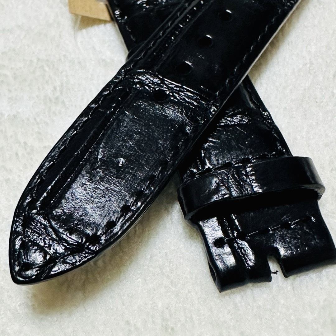 4336#20mm-18mmブラック☆本物クロコダイル腕時計用ベルト 4336#20mm-18mmブラック☆本物クロコダイル腕時計用ベルト