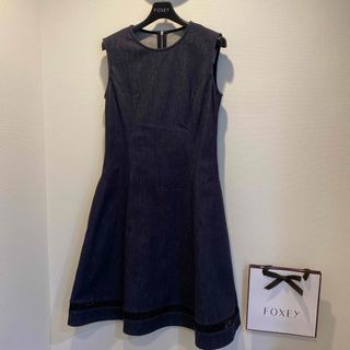 フォクシー(FOXEY)のfoxey 38 デニムワンピース(ひざ丈ワンピース)