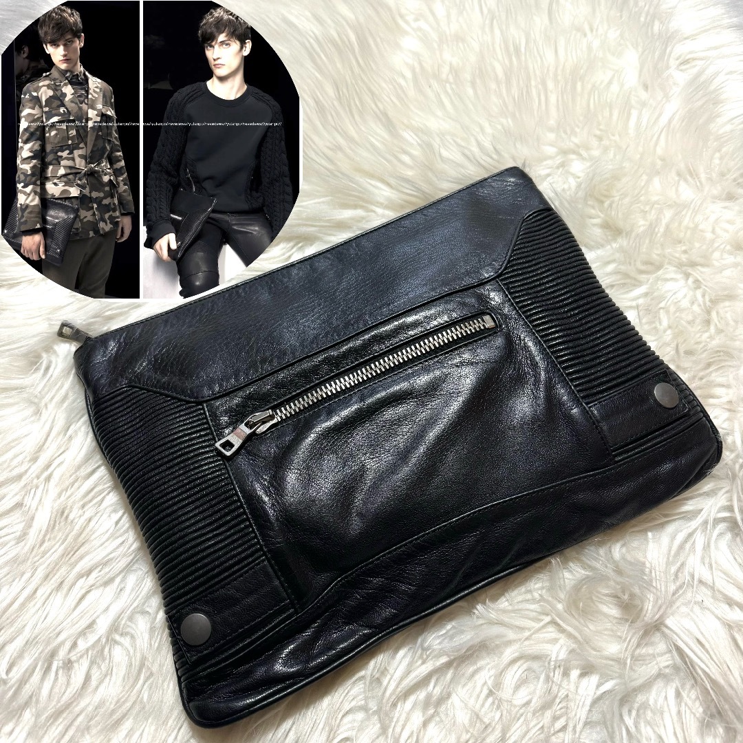 黒のレザー いかつい クラッチバッグ 黒のレザー いかつい クラッチバッグ