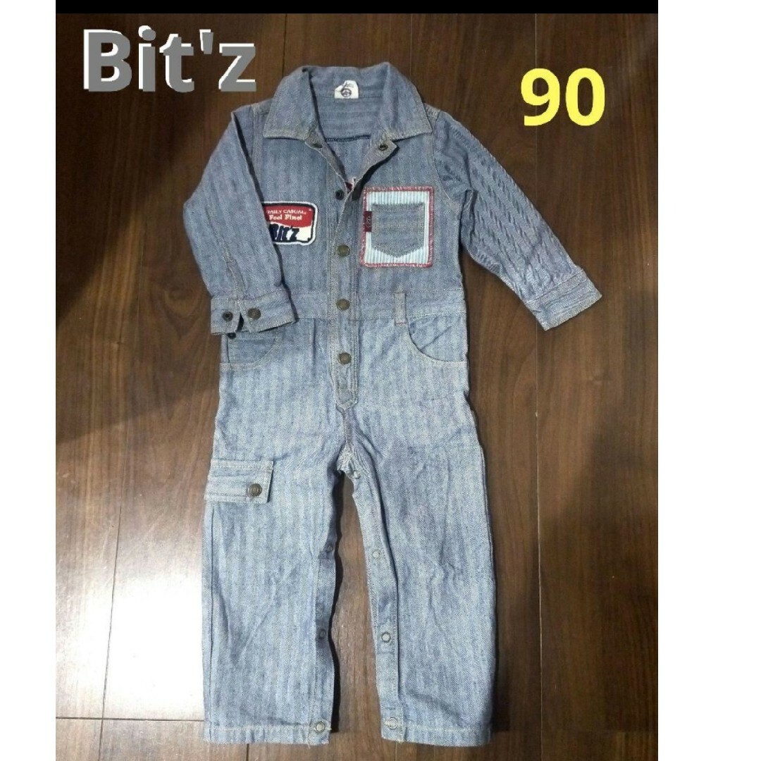 Bit'z(ビッツ)のロンパース　Bit'z デニム　90 ヘリンボーン　ライトブルー キッズ/ベビー/マタニティのキッズ服男の子用(90cm~)(ジャケット/上着)の商品写真