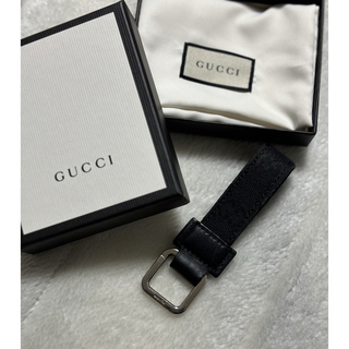 Gucci - GUCCI GG キャンバス キーリング キーホルダー ブラック