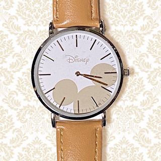 ディズニー(Disney)の【新品★現品限り】Disney ディズニー★ミッキーマウス腕時計★ベージュ(腕時計)