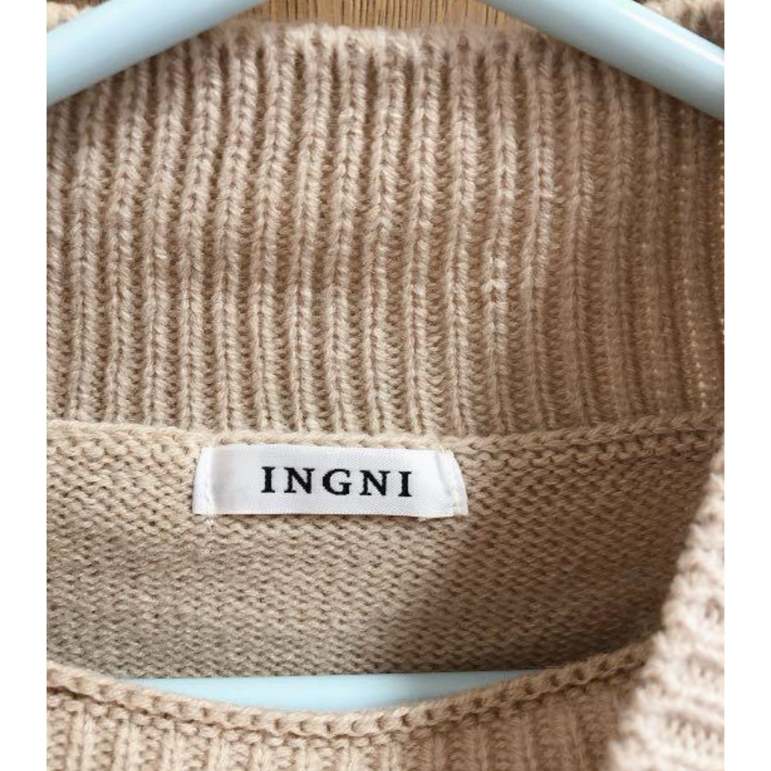 INGNI(イング)の新品　イング　INGNI ワンピース チュニック ニット アーガイル　ベージュ レディースのワンピース(ひざ丈ワンピース)の商品写真