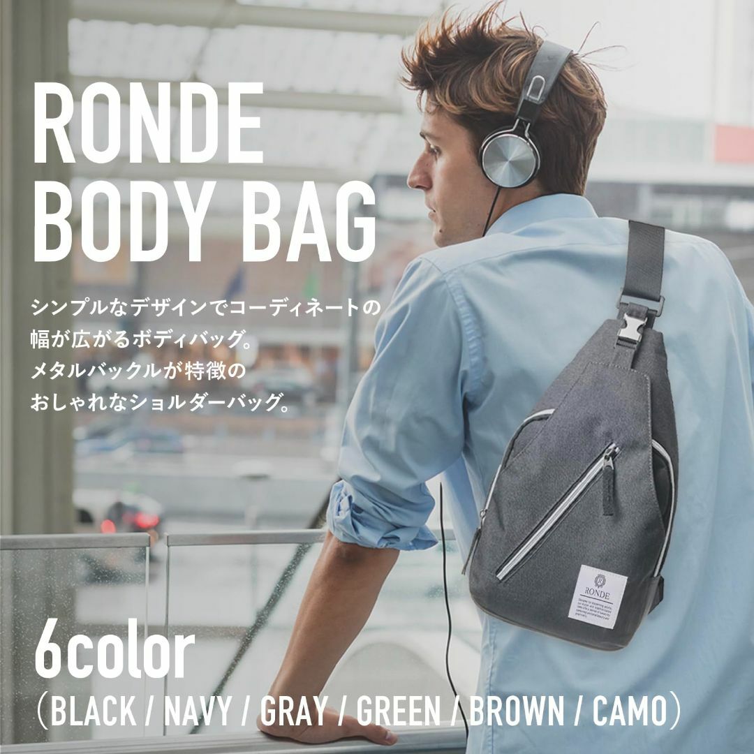 【色: ブラックグレー】[RONDE] 斜め掛け ボディバッグ ショルダーバッグ メンズのバッグ(その他)の商品写真