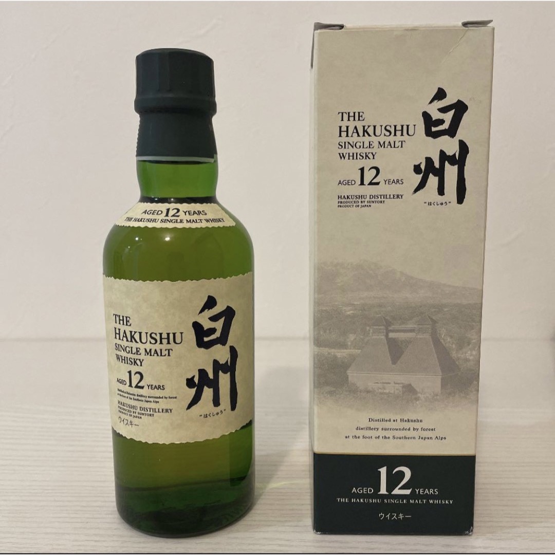 サントリー(サントリー)の超貴重　山崎12年　白州12年 180ml 箱付　ミニボトル　ベビーボトル 食品/飲料/酒の酒(ウイスキー)の商品写真