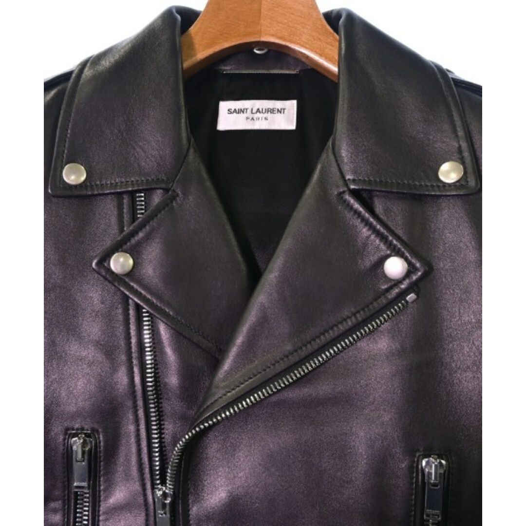 SAINT LAURENT PARIS ライダース 42(XS位) 黒 【古着】【中古】 メンズのジャケット/アウター(ライダースジャケット)の商品写真