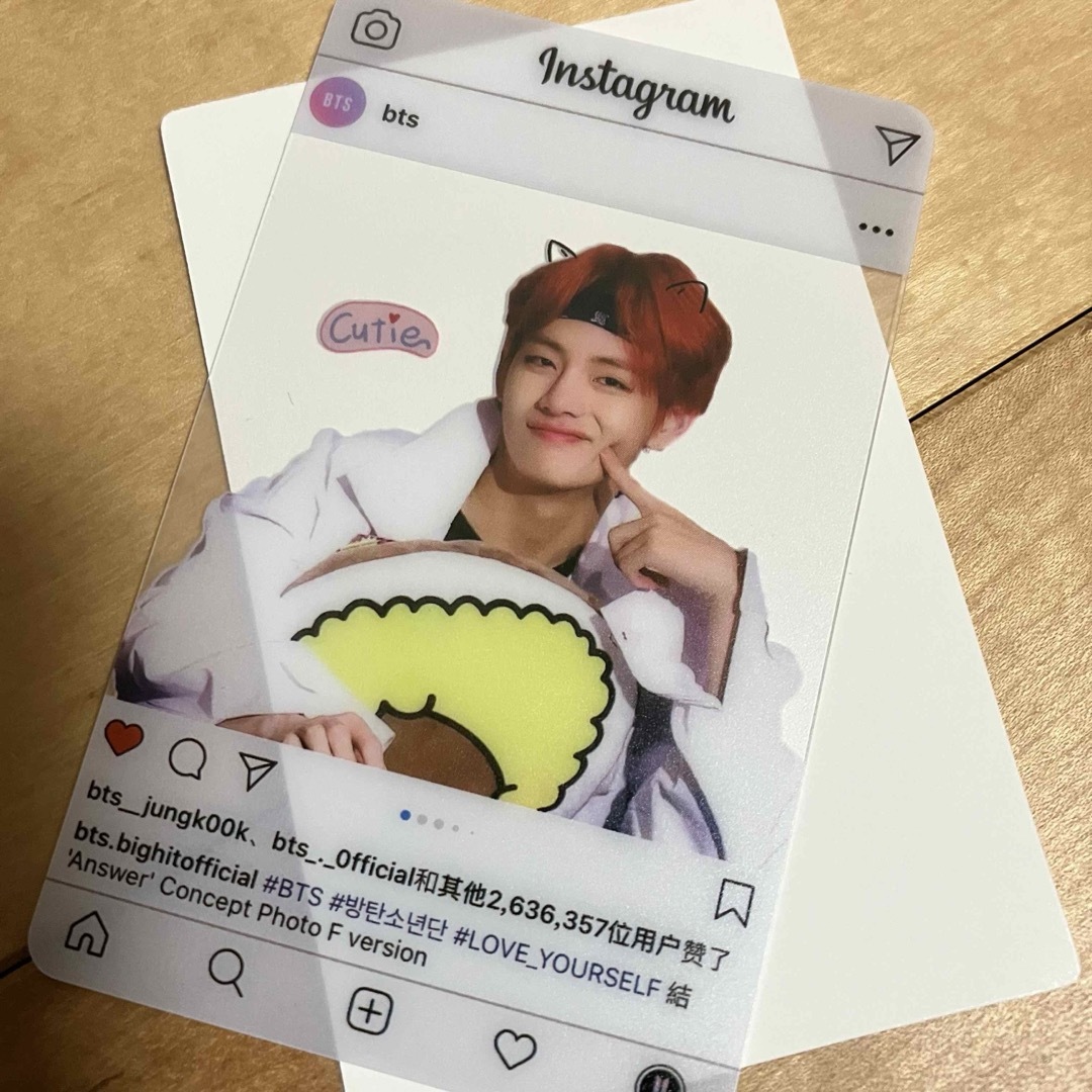 防弾少年団(BTS)(ボウダンショウネンダン)のテヒョン V テテ ぷに クリアトレカ インスタ風 ネコ耳 エンタメ/ホビーのタレントグッズ(アイドルグッズ)の商品写真