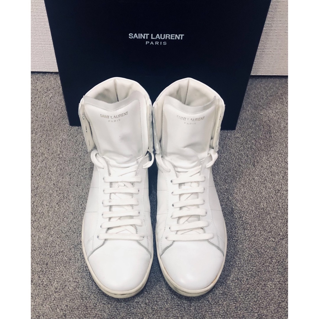 Saint Laurent(サンローラン)の美品　サンローラン レザーハイカットスニーカー 白 メンズの靴/シューズ(スニーカー)の商品写真