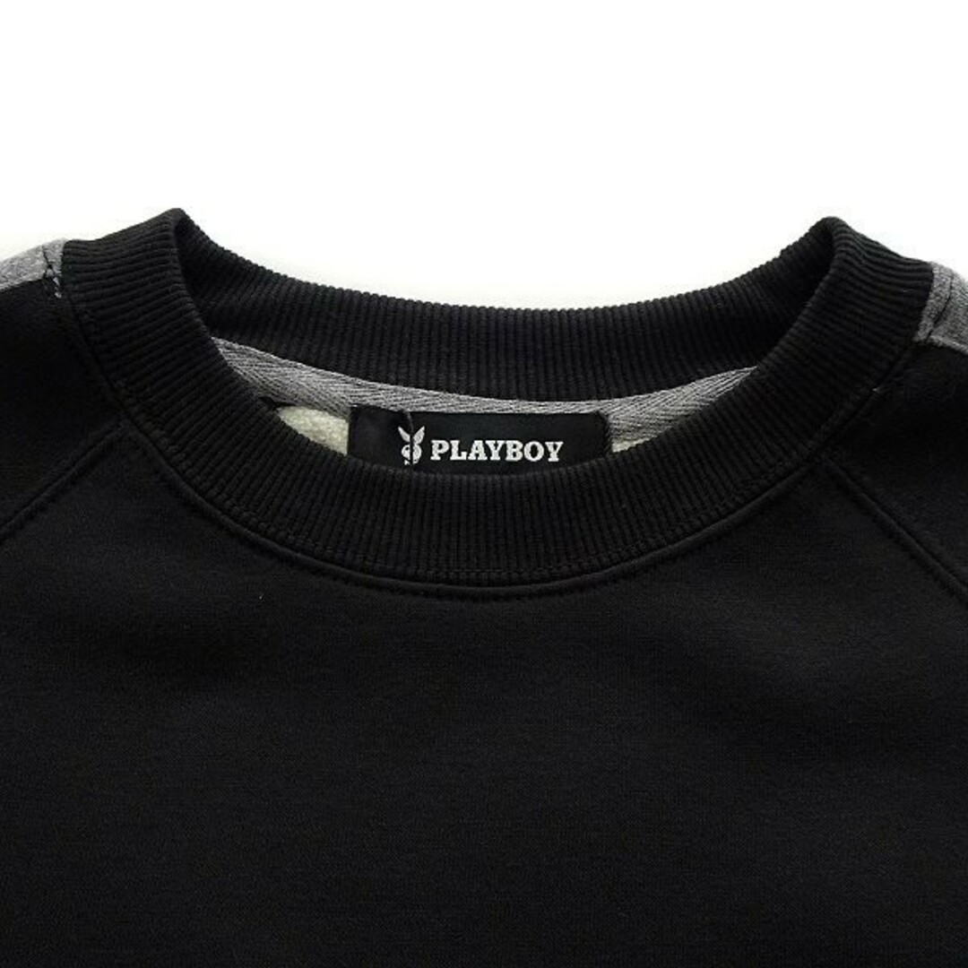 PLAYBOY(プレイボーイ)の新品 プレイボーイ 2023秋冬 裏起毛 ライン スウェット M 黒 メンズのトップス(スウェット)の商品写真