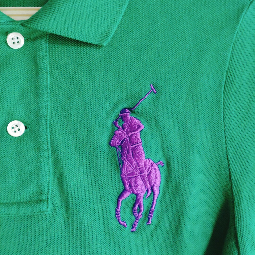 Ralph Lauren(ラルフローレン)のラルフローレン　ビッグポニー　スキニーフットポロシャツ　半袖　グリーン　Sサイズ レディースのトップス(ポロシャツ)の商品写真