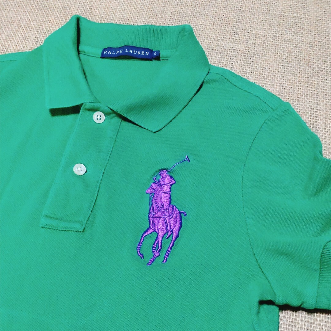 Ralph Lauren(ラルフローレン)のラルフローレン　ビッグポニー　スキニーフットポロシャツ　半袖　グリーン　Sサイズ レディースのトップス(ポロシャツ)の商品写真