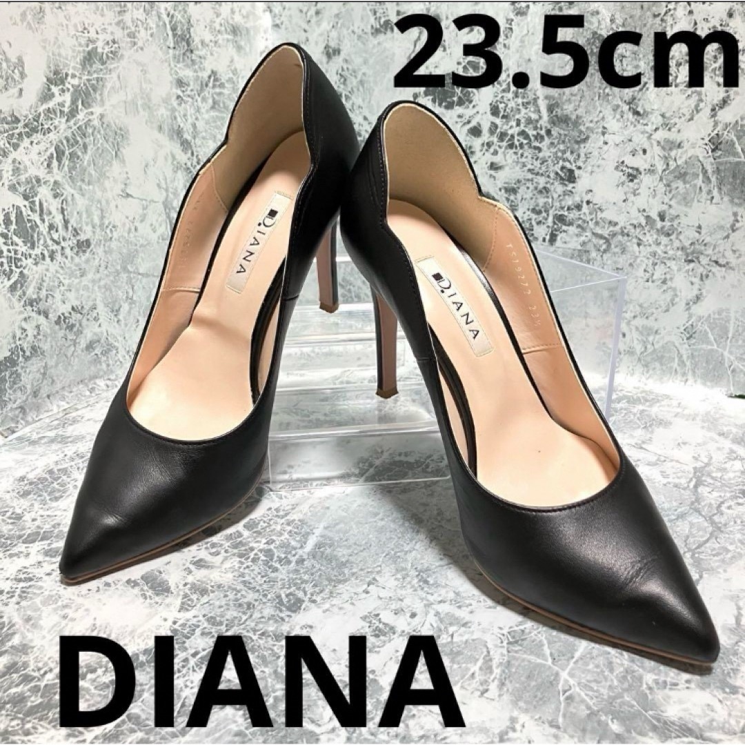 極美品　DIANA　ダイアナ　パンプス　ブラック　ポインテッドトゥ　23.5cm