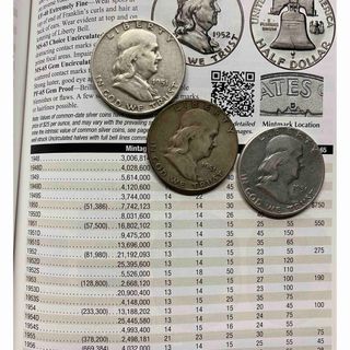 フランクリン　ハーフダラー銀貨　3枚　set⑩　1951年　コンプリート　ミント(貨幣)