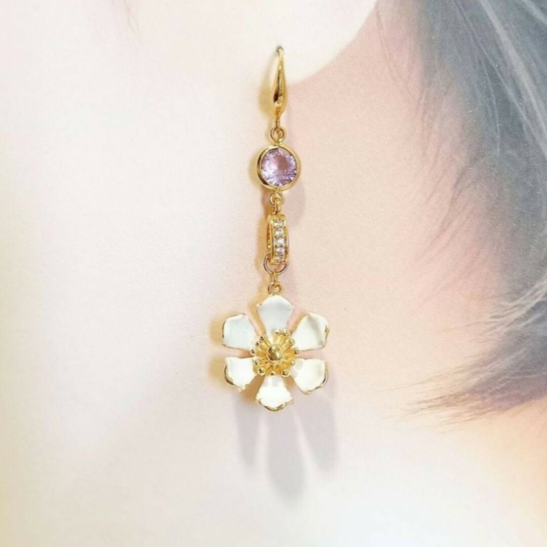 ひまわり様専用　咲き誇る美しい桜◆18k 輝く桜の花とローズリングのネックレス ハンドメイドのアクセサリー(ネックレス)の商品写真