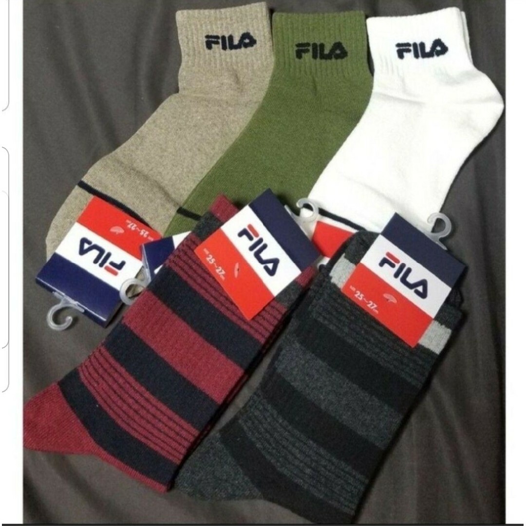 FILA(フィラ)のFILA　フィラ　25-27cm　ロゴ入　ソックス　靴下　５足セット　新品 メンズのレッグウェア(ソックス)の商品写真