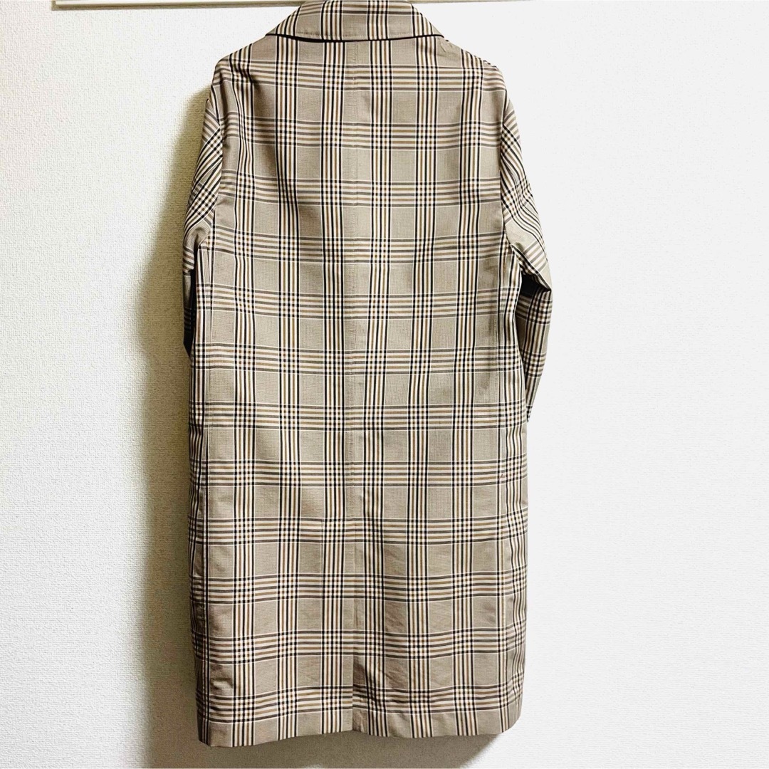 【美品】 ザラ ZARA チェック ステンカラーコート メンズ S