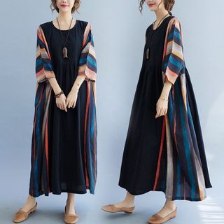 シックでオシャレな個性的なロングワンピース♡黒色(ロングワンピース/マキシワンピース)