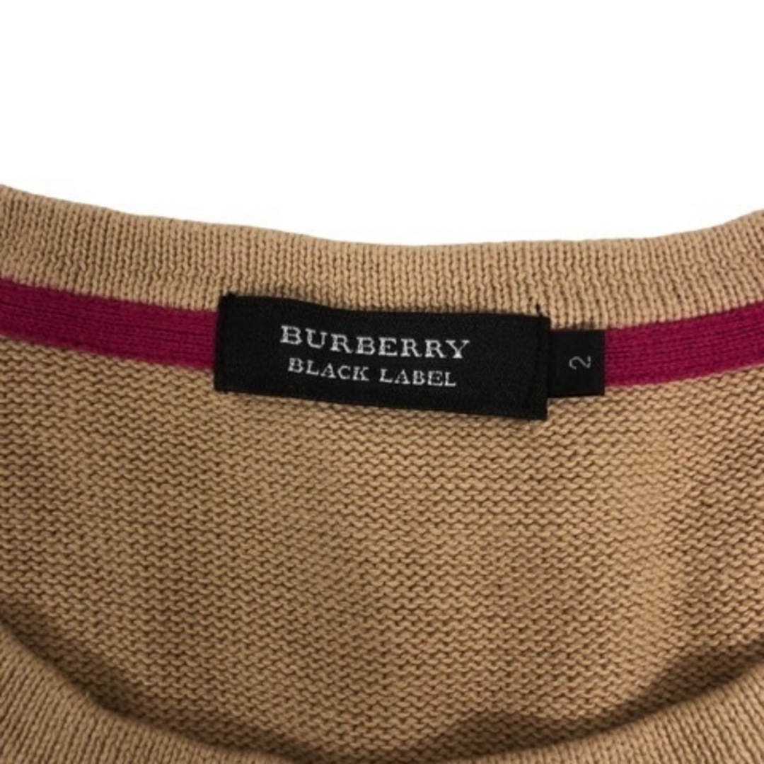 BURBERRY BLACK LABEL(バーバリーブラックレーベル)のバーバリーブラックレーベル ニット セーター 長袖 ロゴ刺繍 ベージュ ピンク メンズのトップス(ニット/セーター)の商品写真