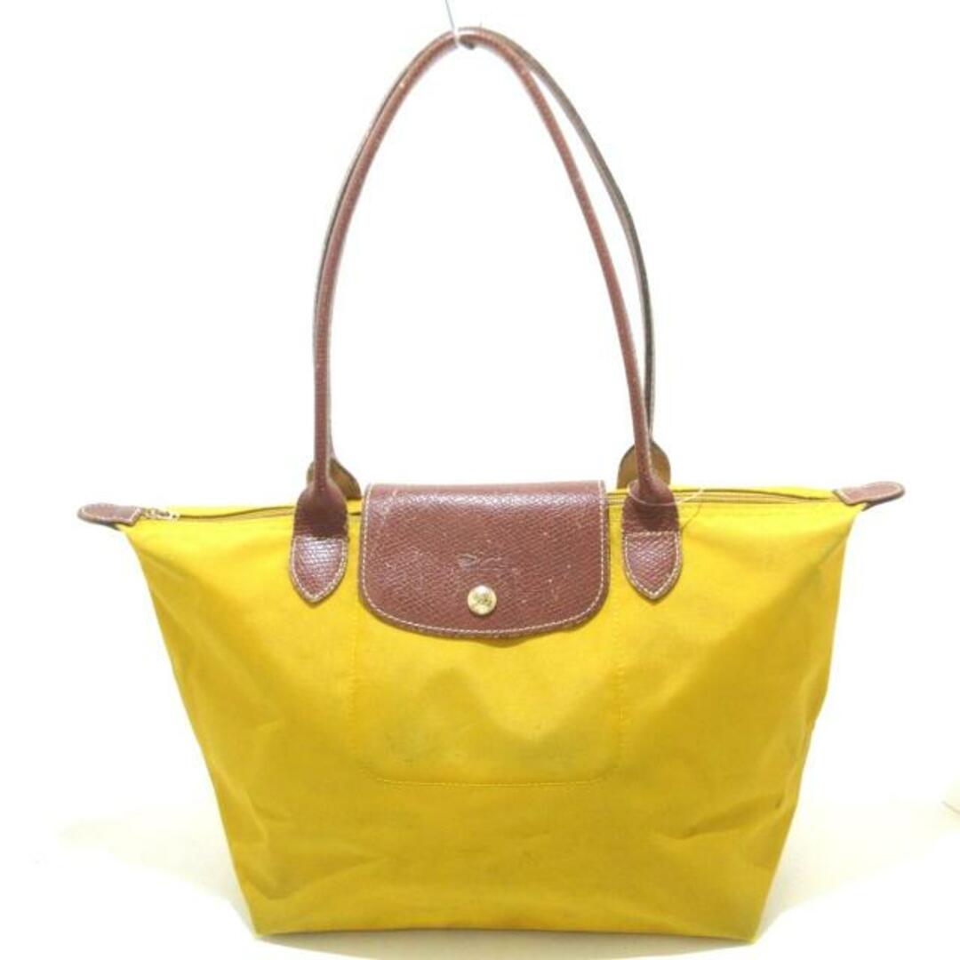 LONGCHAMP(ロンシャン)のLONGCHAMP(ロンシャン) ショルダーバッグ - イエロー×ブラウン 折りたたみ ナイロン×レザー レディースのバッグ(ショルダーバッグ)の商品写真