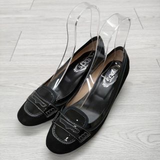 トッズ(TOD'S)のTOD'S 38 1/2 ローヒール ローファー パンプス ブラック レディース トッズ【中古】4-0205G◎(ハイヒール/パンプス)