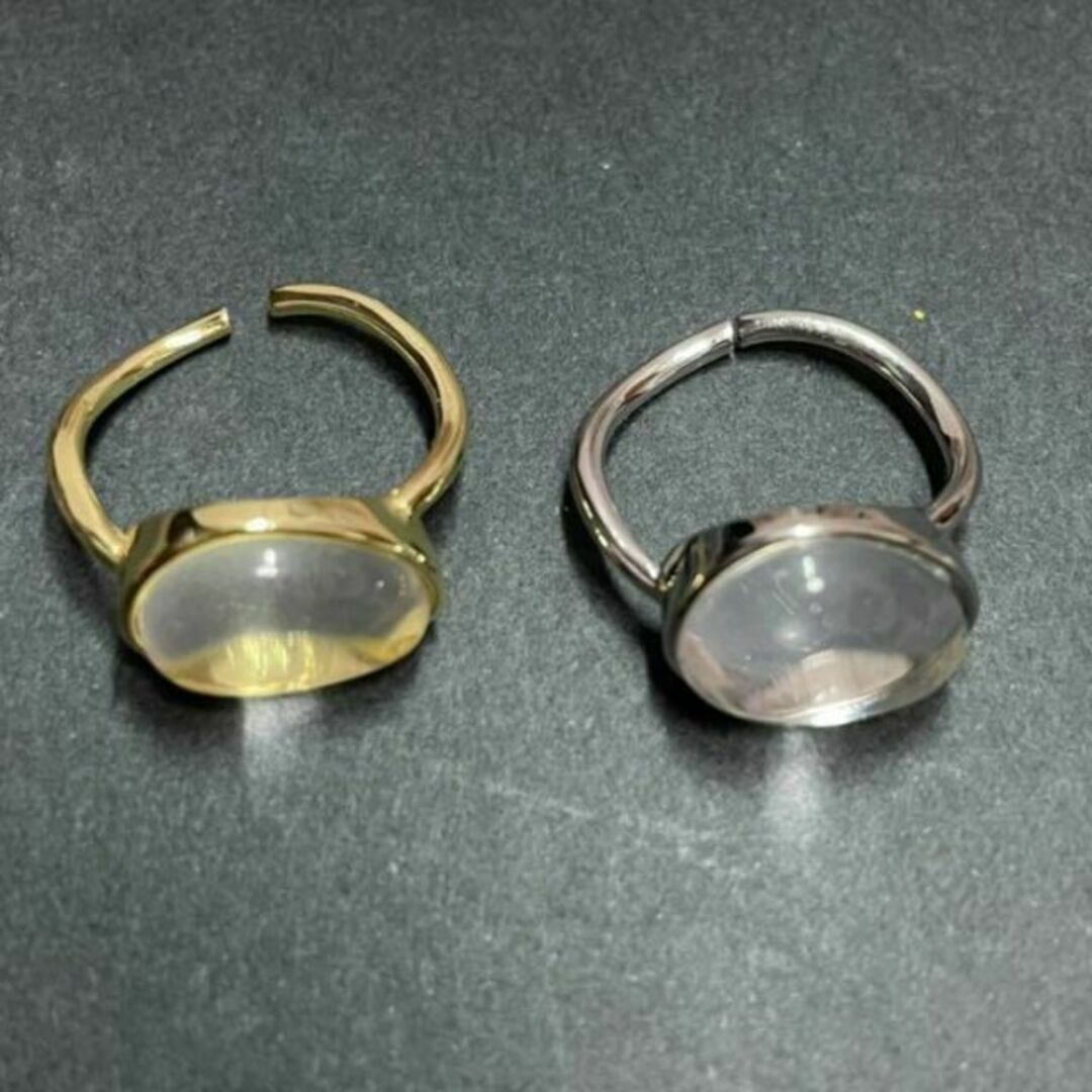ストーンリング　指輪　ゴールド、シルバー　サイズフリー　シルバー925　新品 レディースのアクセサリー(リング(指輪))の商品写真