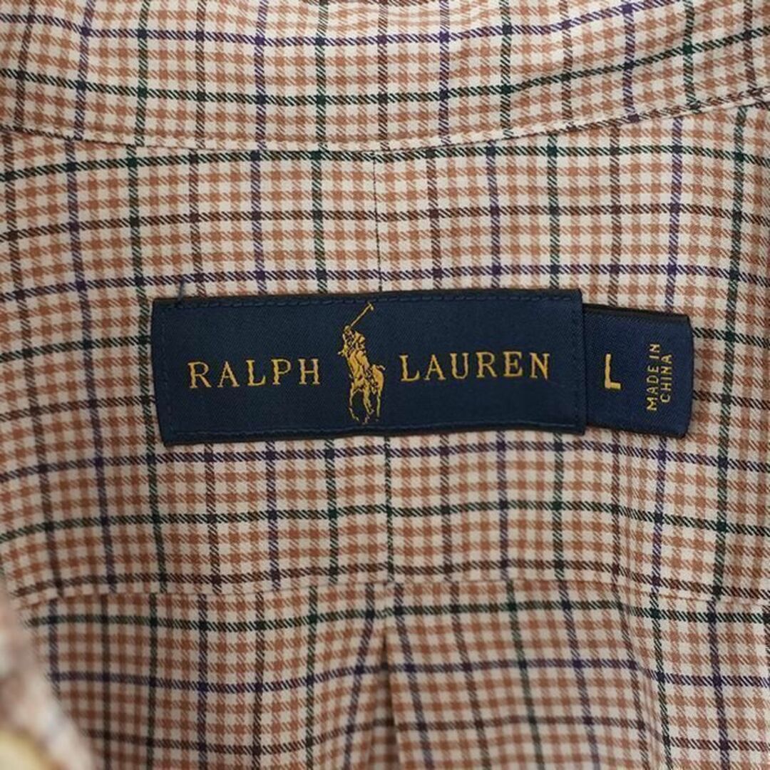Ralph Lauren(ラルフローレン)のラルフローレン チェックシャツ BD L ベージュ グリーン 緑 ポニー刺繍 メンズのトップス(シャツ)の商品写真