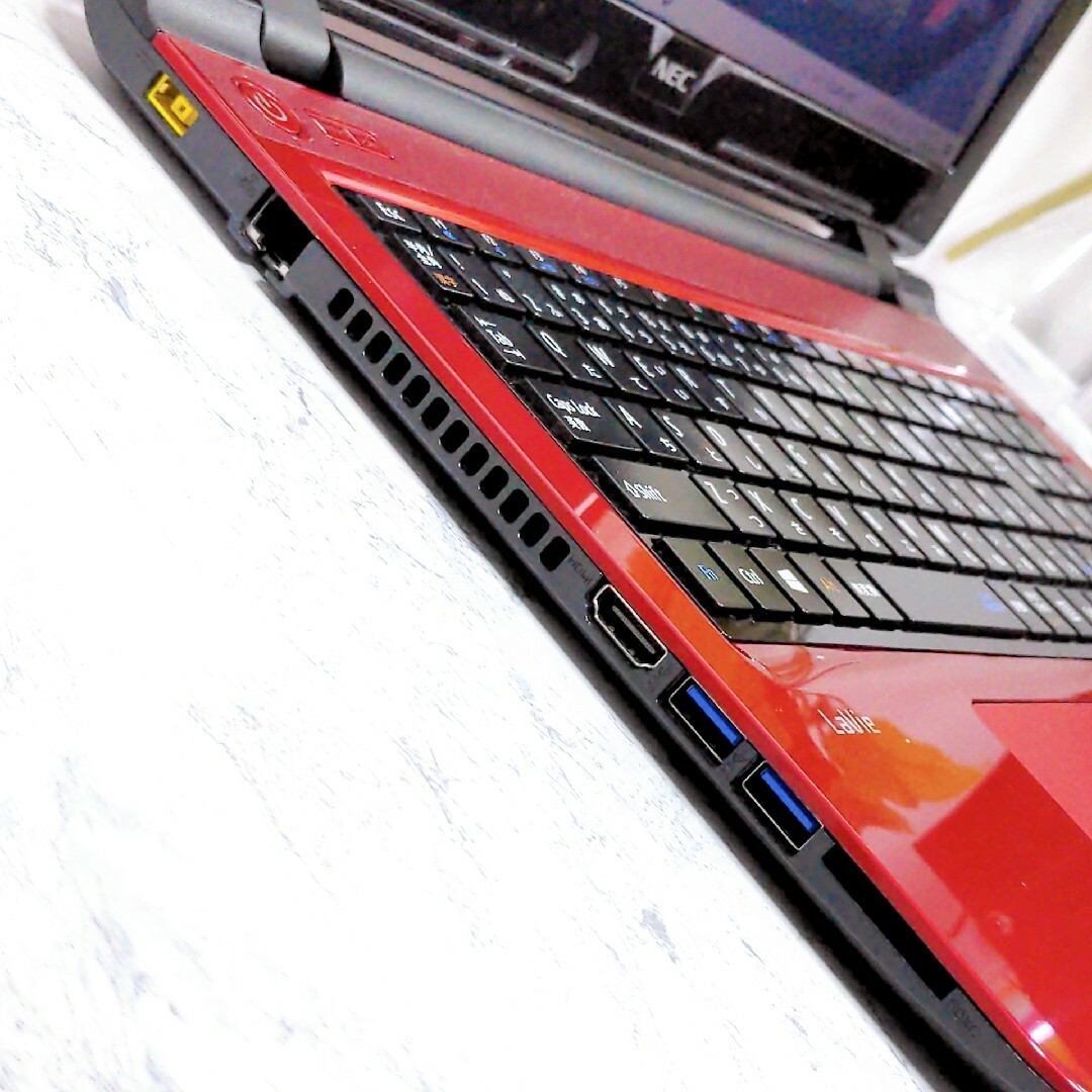 美品✨DL5 NEC ノートパソコン SSD 赤 レッド カメラ付き ノートPC❇IntelCele