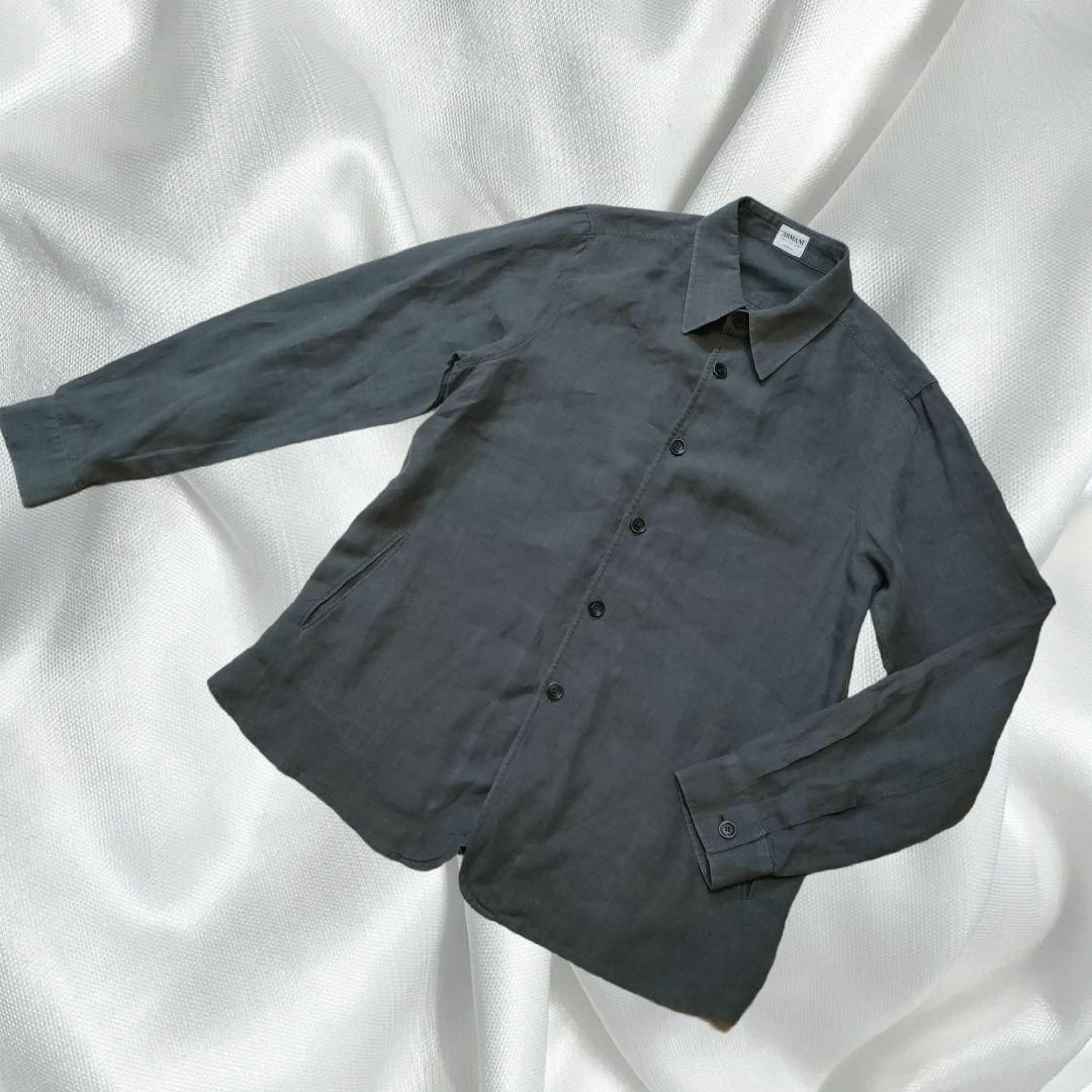 ARMANI COLLEZIONI(アルマーニ コレツィオーニ)のARMANI COLLEZIONI アルマーニ　リネン麻　シャツジャケット46 メンズのトップス(シャツ)の商品写真