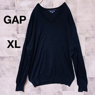 ギャップ(GAP)のGAPセーター　ニット　シンプルデザイン薄手春服　メンズXL ブラックVネック　(ニット/セーター)