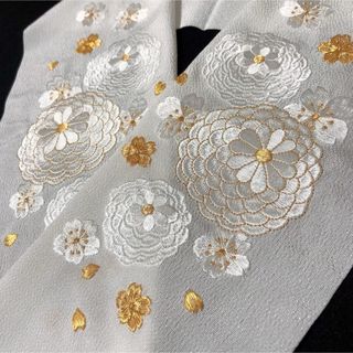 新品【桜と大菊】振袖 結婚式 和装 着物 留袖 袴 半衿 金 刺繍(和装小物)