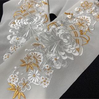 新品【大菊に梅桜】振袖 結婚式 和装 着物 留袖 袴 半衿 金 刺繍(和装小物)