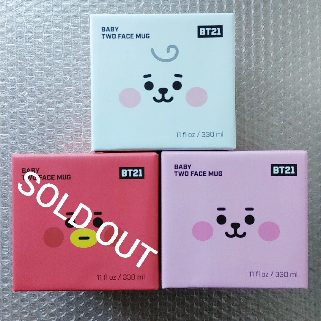 BT21(ビーティーイシビル)の使用済 2個セット BT21 ベビーマグカップ RJ COOKY インテリア/住まい/日用品のキッチン/食器(グラス/カップ)の商品写真