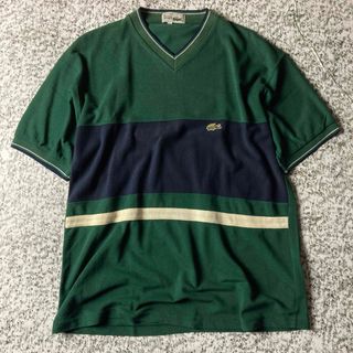 ラコステ(LACOSTE)の【80sフランス製】フレンチラコステ　Vネックボーダー　ビンテージ鹿子Tシャツ(Tシャツ/カットソー(半袖/袖なし))